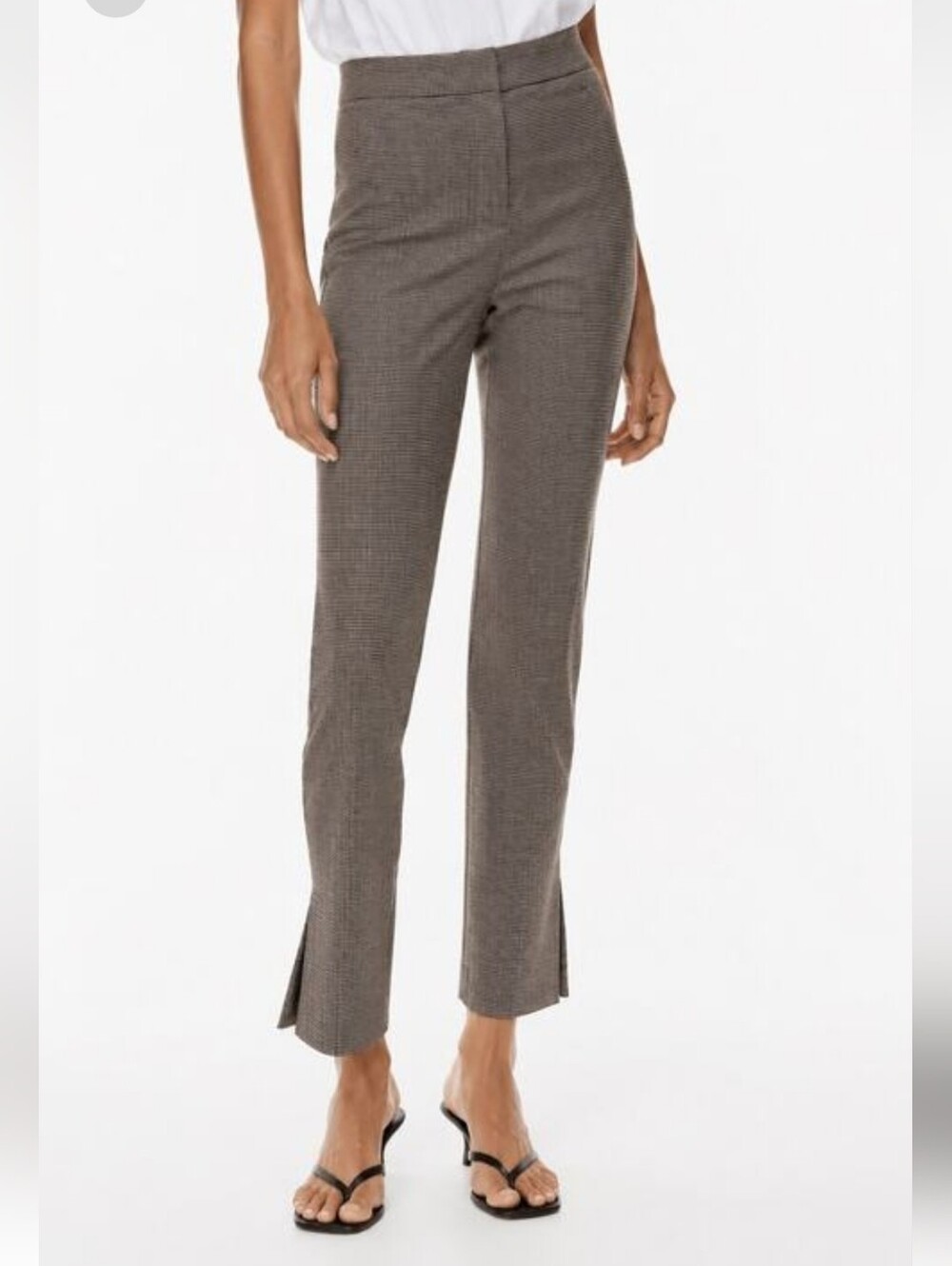 Aritzia Babaton Atelier Split Hem Pants In Brown Plaid